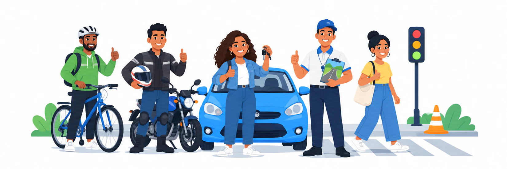 Comunidad diversa aprendiendo conducción y seguridad vial con LicenciaRD